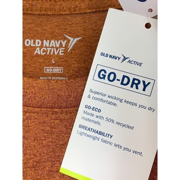 Mens Old Navy Active T-Shirt Orange Crew Short Sleeve 1506 Go Dry Size Large NWT - Picture 3 of 4
